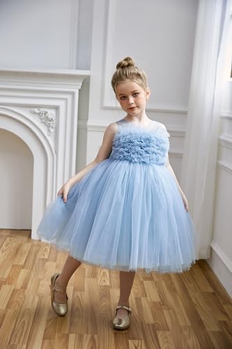 Girls Ruffled Cake Dress Fancy Tulle Pageant Homecoming Birthday Party Dresses3