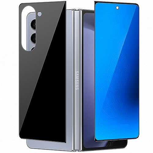 Verre trempé Samsung Galaxy Z Fold 5 bleu galvanisé premium anti-espion pour écran avant et arrière