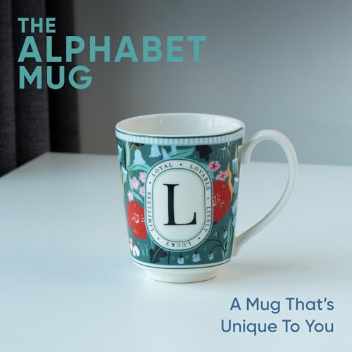 Image of Shay Alphabet Mug 300ml, Letter L Printed Coffee Mug for Girls, Boys, Friends | Ceramic Mug |Glossy Finish | Ceramic Coffee Cup | Porcelain | Microwave Safe (Alphabet Mug - L)