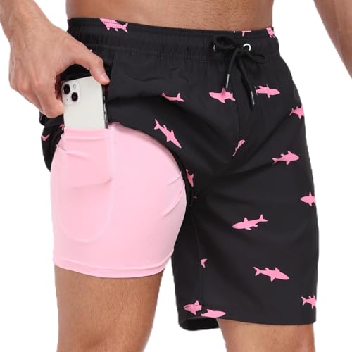 Image of Keevoom Mens Swim Trunks Compression Liner Swimming Shorts Swimwear Quick Dry Swimsuit Bathing Suits Board Shorts