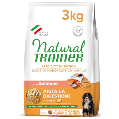 Natural Trainer Sensitive No Gluten Cibo per Cani Puppy&Junior con Salmone - 3kg