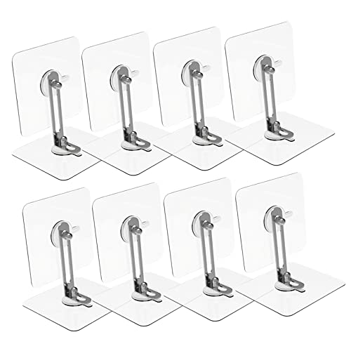 IWOWHERO Bookcase Anti-tip Anchors 8 Pcs Adhesive Hooks for Wall Secure No-Nail Furniture Anchors for Baby Proofing