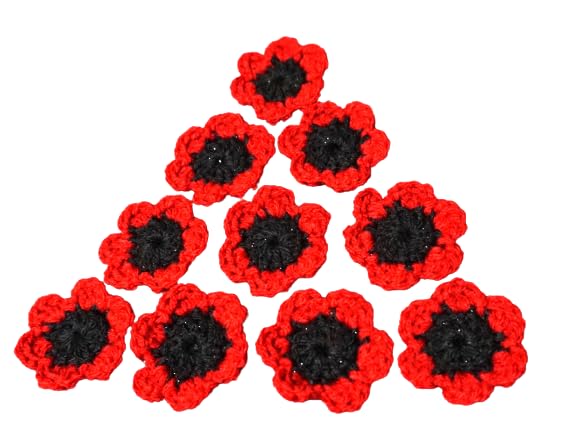 Set of 10 Poppy applique, Handmade Crochet flower appliques, Sewing applique, Scrapbooking, flower motif, embellished flower