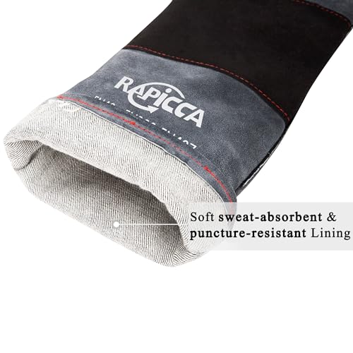 RAPICCA Handschuhe für den Umgang Mit Tieren Bissfeste verstärkte Lederpolsterung Hund, Katze, Kratzer, Falke, Greifer, Reptilien, Schlangen 40.6cm