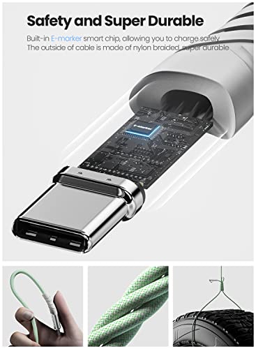 Fasgear 100W USB C to USB C Cable 1 Pack 10ft USB 2.0 Type C to Type C PD Cable 5A Fast Charging Right Angle Compatible with HP Elitebook x360 13 - Image 3