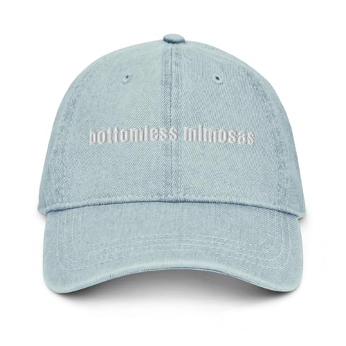 Bottomless Mimosa Novelty Denim Hat – Vintage Pigment-Dyed Dad Cap for Brunch Lovers and Weekend Style
