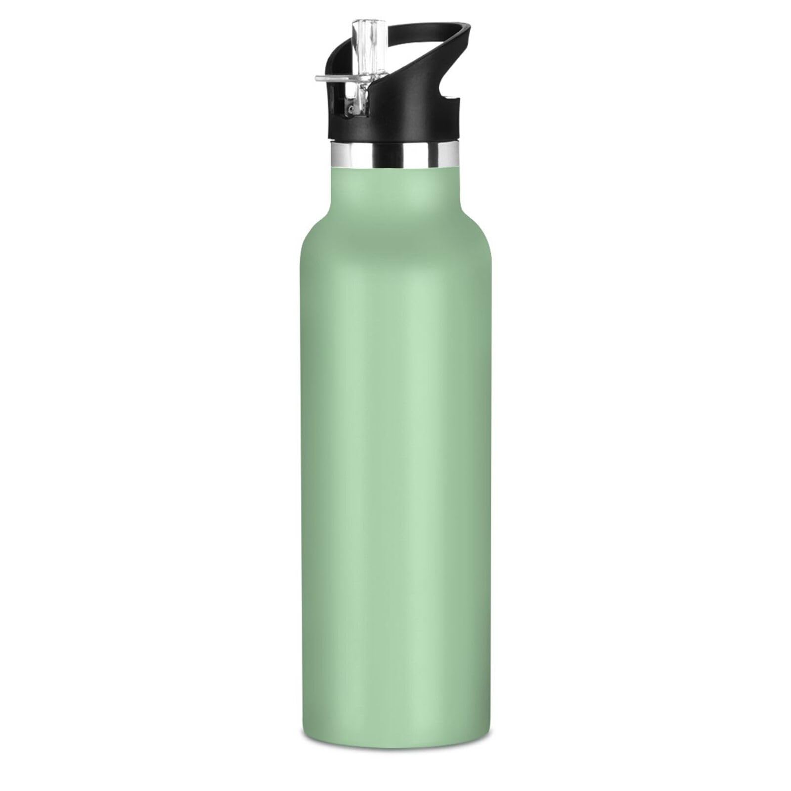 Dark Sea Green Solid Color Pure Plain Lightweight Kids Metal Water Bottle with Handle Double-Wall Insulation Bike Running