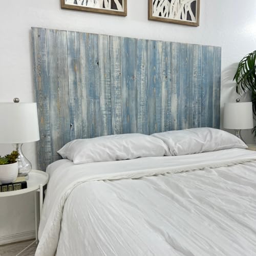 Barn Walls Solid Wood Headboard King Size, Blue Powderwash Finish with...