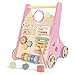 LOL-FUN Rose Trotteurs en Bois pour Garçon et Fille,10 en 1 Centre D'activité Educatif pour Enfant 1 An, Cadeau Jouet D'apprentissage Multiples pour Bébé 12 mois+