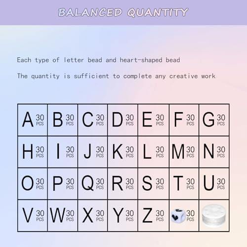 Image of Amaney 810pcs Square Letter Beads 6x6mm Acrylic Alphabet Letter Beads White with Black Letters for Jewelry Making Bracelets Necklaces Key Chains