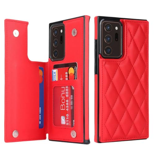 Étui portefeuille pour Samsung S21 magnétique en cuir rouge à rabat