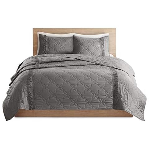 Intelligent Design Grey Hypoallergenic Coverlet Set Cover