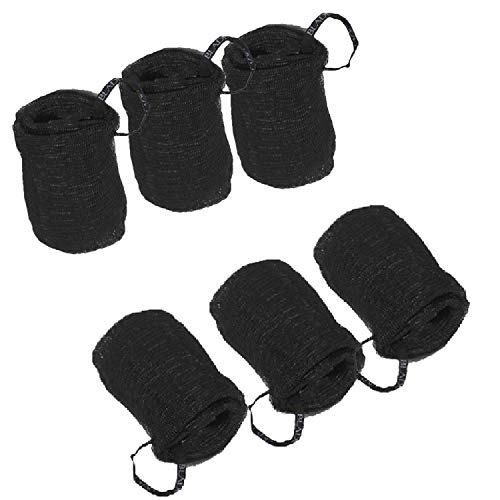 Premium Bath Shower Loofah Sponge Pouf Body Scrubber Black Mesh Unisex Exfoliator Bulk (6-Pack)