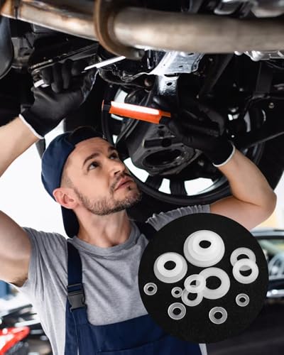 500 Stück Flache Unterlegscheiben, Jeboler Weiß Unterlegscheiben Kunststoff Nylon Distanzscheiben Abstandsscheiben, Kunststoffscheiben 8 Größen Unterlegscheiben Set- M2/M2.5/M3/M4/M5/M6/M8/M10