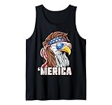 Merica USA American Flag Patriotic 4th of July Bald Eagle Tank Top