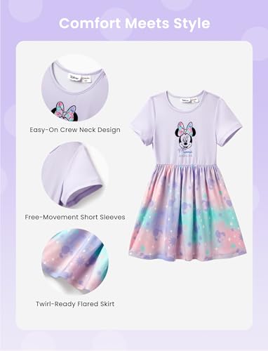 Image of Disney Minnie Mouse Princess Frozen Elsa Stitch Girls Dress Sleeveless & Short Sleeve Casual Summer Clothes Baby to Toddler