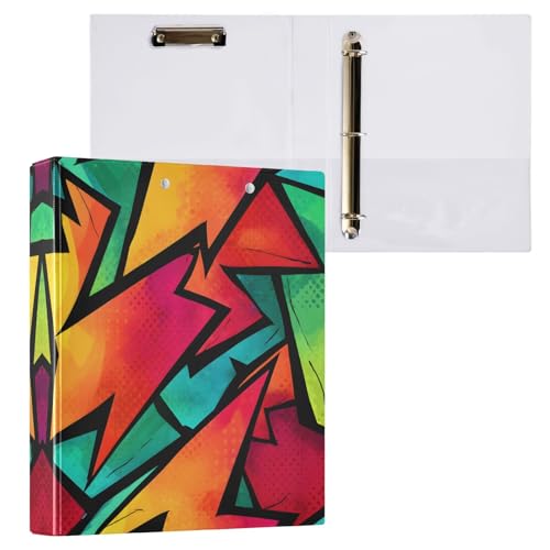 リングファイル ルーズリーフ バインダー a4 矢印 カラフル Dリング 3穴 200枚収納 クリップ&収納ポケット付き 書類整理 事務用品