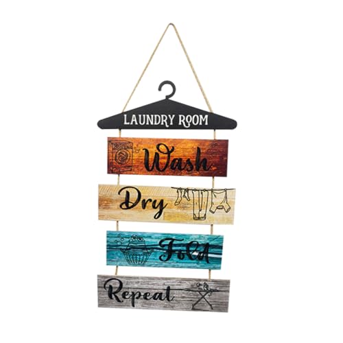 Gatuida Rustikales Holzschild Waschraum Deko Bauernhaus Stil Wanddekoration Hängendes Home Wall Ornament für Waschküche Langlebige Holzplatte mit Warmem Vintage Design