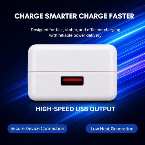 Image of Umake 80W SuperVOOC Fast Charger Adapter, USB-A Wall Charger with Smart IC Protection, High-Speed Charging Compatible with OnePlus 13 /12 /11, Nord Series, Oppo, Realme, Vivo Smartphones - White