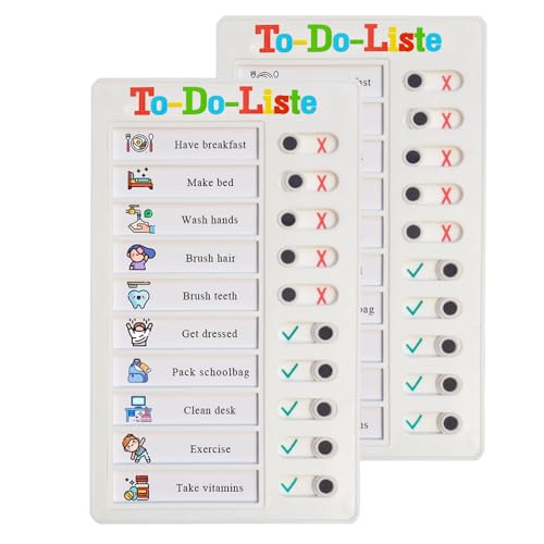 Checklist Board, Stick-On Task List, Reusable Memo Board for Children, Task Planner Children, Task List for Children (To-Do-Liste-2pcs)