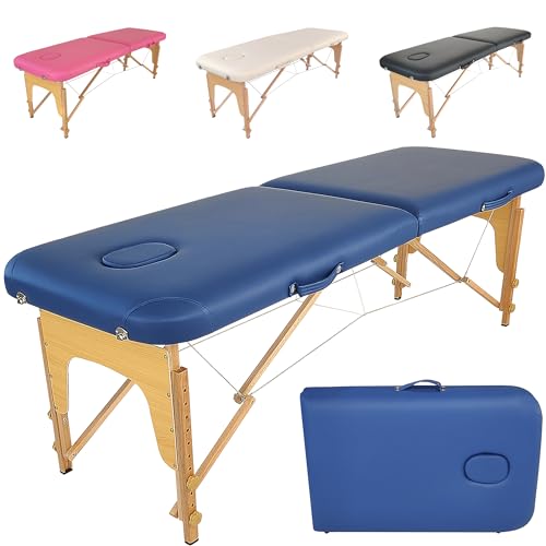 BELTOM® Camilla de Masaje 2 Zonas Basic portatil 185 x 60 cm. - Pesa Solo 11.6 kg. - Mesa Cama Banco Plegable Reiki Fsioterapeuta - Azul