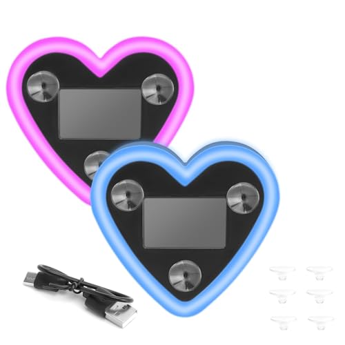 HENGBIRD Lampe Auto Solaire LED Coeur 2pcs - Lampe Néon Solaire pour Voiture - Décoration Romantique pour Couple - Chargement USB et Solaire - Idéal pour Saint-Valentin, Noël et Soirées - Rose & Bleu