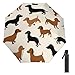UTRSIFB Fashion 3 Fold Long Handle Sun And Rain Umbrella Cartoon Dachshund Weiner Dog Pet Dogs Automatic UV Umbrella