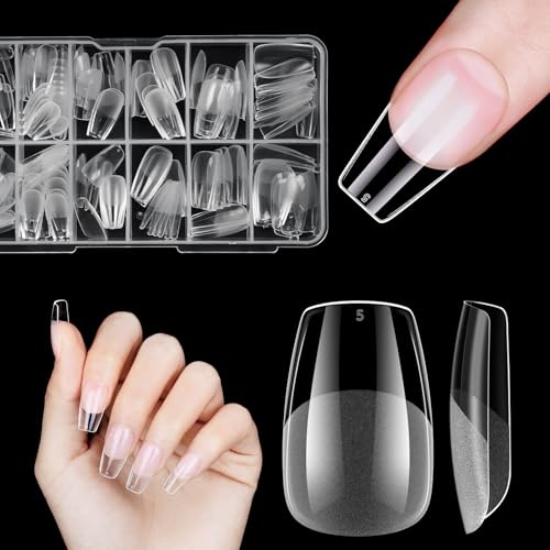 Bailarina Nageltips Kurz, Venares 120 unidades falsas uñas para pegar, 12 tamaños, uñas postizas cortas, gel suave, Full Cover Nail Tips para uñas de gel cortas S