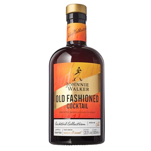 Johnnie Walker Old Fashioned Cocktail 20.5% vol 50cl Ready to Drink Whisky Infused with Fruity Orange Notes Bar Quality Cocktails Perfect for Hosting