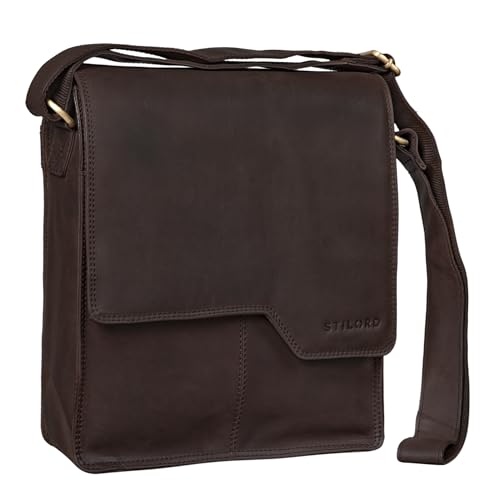 Sac à l'épaule vintage STILORD Sheffield en cuir de vachette tisco cognac de haute qualité