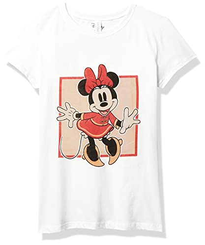 T-shirt Minnie Disney fille blanc col rond taille L en coton uni