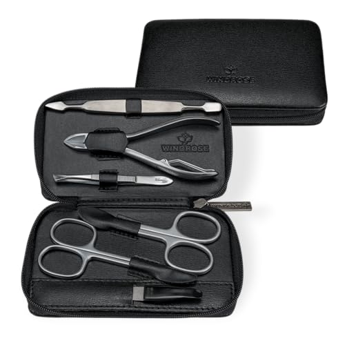 Windrose Ambiance manucure set cuir 12,5 cm étui ongles complet