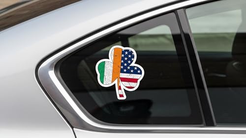 Image of 2pcs Shamrock Ireland USA Irish American Flag, 5 inches - Irish Car Bumper Sticker, Truck, Wall, Laptop, Cell, Sticker for Windows