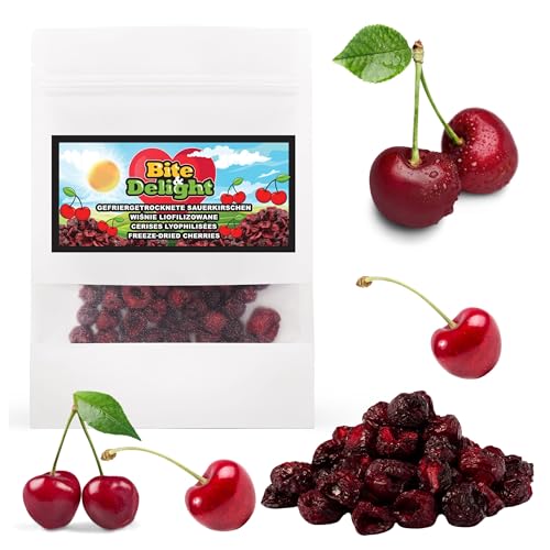 Bite & Delight Cerezas liofilizadas 500g – Snack saludable, crujiente y dulce sin azúcar añadido – Fruta deshidratada natural