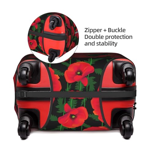 Beautiful Bright Poppy Flowers Travel Luggage Cover Elastic Suitcase Protector Washable Baggage Covers For Trunk Case Fits 29-32 Inch Luggage3