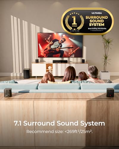 Image of ULTIMEA 7.1ch Surround Soundbar, Sound Bar for TV with 4 Surround Speakers, Peak Power 350W, Surround Sound System, HDMI ARC, TV Soundbar with Subwoofer, Bluetooth 6.0, Aura A40 Pro, 2026 Upgraded