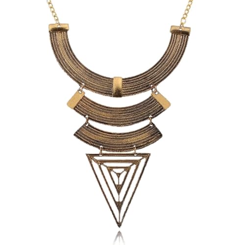 YAZILIND Clavicle Chain Chunky Pendant Necklace Exaggerated Triangle Vintage Ethnic Sweater Bohemian Statement - Main Image