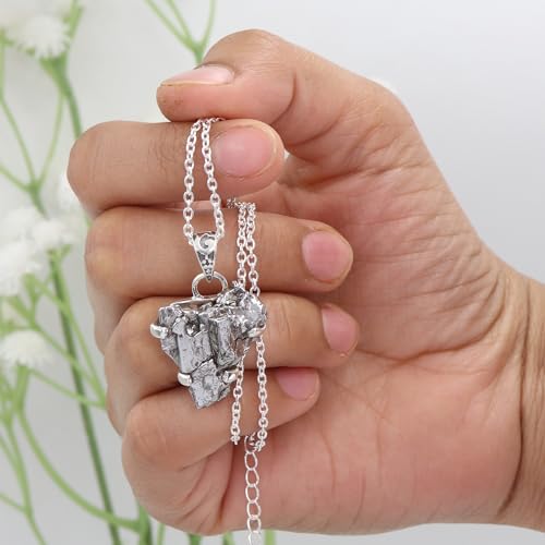 Bijoux pendentif en pierre précieuse et météorite argent 925 de 48cm