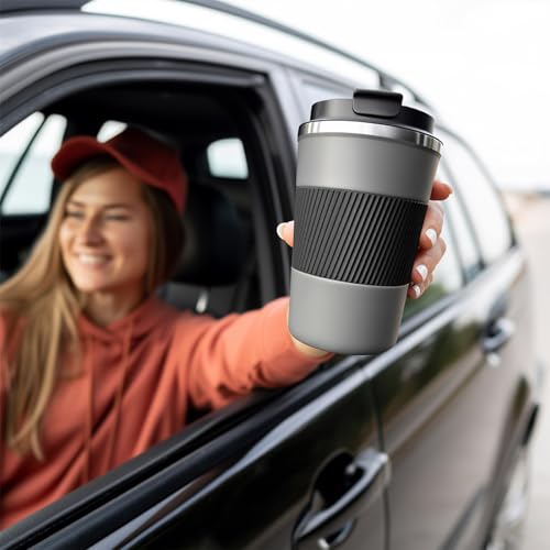 Image of Insulated Travel Coffee Mug, Stainless Steel Coffee Cup with Leakproof Lid | Double-wall insulation keeps drinks hot or cold for hours, with a leakproof lid and portable stainless steel design