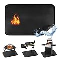 Cyfie Under Grill Mats for Outdoor Grill Deck Protector, 65" x 35" Fire Pit Mat, Fireproof Silicone Fiberglasses Heat Resistant Rug for Indoor Fireplace
