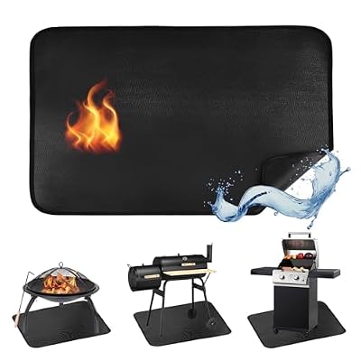 Cyfie Under Grill Mats for Outdoor Grill Deck Protector, 65" x 35" Fire Pit Mat, Fireproof Silicone Fiberglasses Heat Resistant Rug for Indoor Fireplace