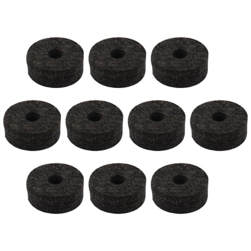 CashBeat 10 Pcs Black Soft Cymbal Stand Felt Washers, Round Drum Felts Replacement, Protect Cymbals & Enhance Sound, Essential Accessories for Drummers