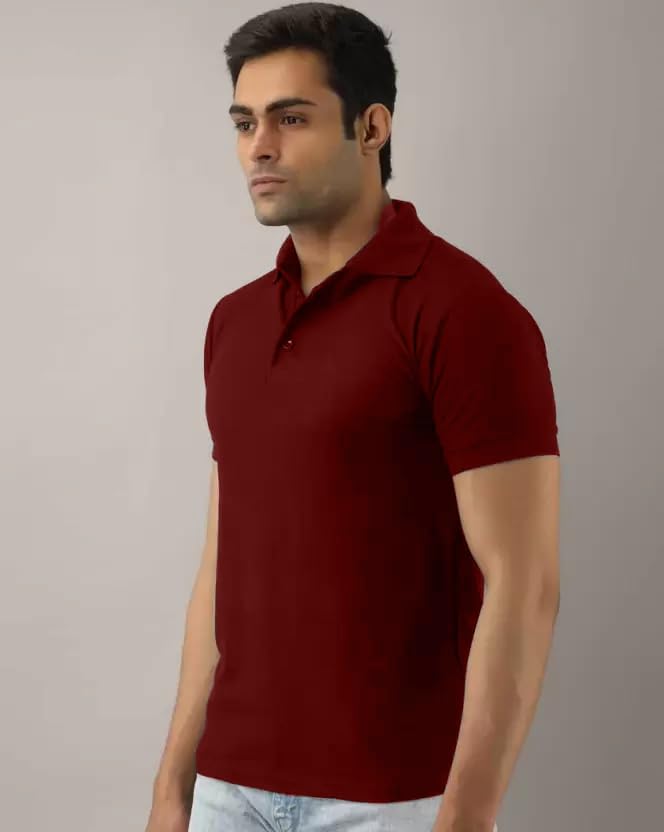 Image of INKKR Men's Polo Neck Half Sleeve Solid T-Shirts