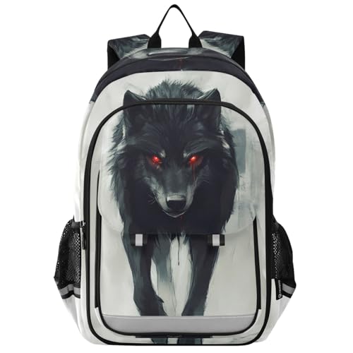 ALAZA Red Eyes Black Wolf Laptop Backpack Purse for Women BookBags 17 inch School Bags Men Boys Girls Travel Casual Daypack