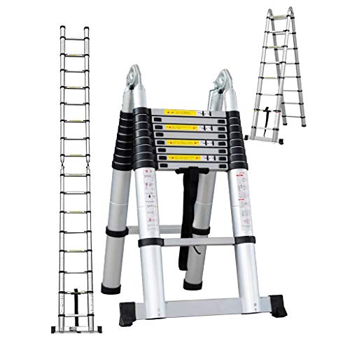 Autofu LADDERS EXTENDABLE TELESCOPIC 5M 16.4 Feet Telescoping Ladder A-Type Extension Multi Purpose Step Ladders,Max Capacity Loading 150Kg/330Lb cover