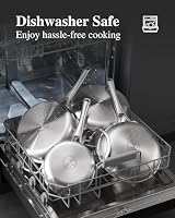 VocVoi Stainless Steel Pan Set, 8/10/12 Inch Stainless Steel Cookware Set, Frying Pan Set, PFOA&PTFE Free Tri-Ply Skillets, Chef's Pan Set, Dishwasher and Oven Safe, Induction Compatible — image 5