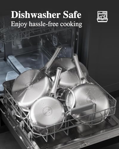 Image of VocVoi Stainless Steel Pan, 12 Inch Frying Pan, PFOA & PTFE Free, Non Toxic Skillet, Dishwasher & Oven Safe, Induction Compatible, Ceramic & Gas Cooktops