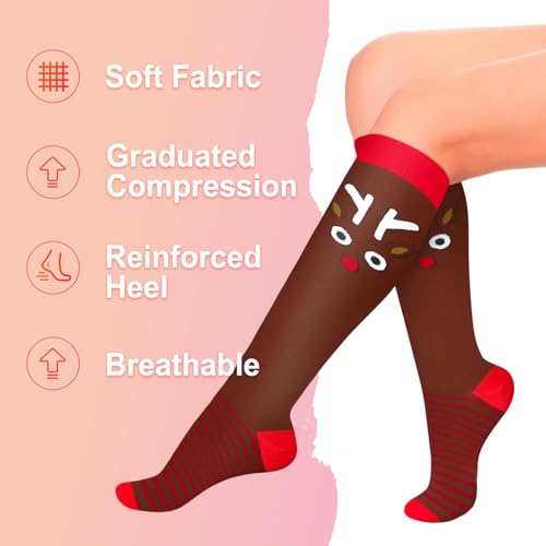 Image of 4 Pairs Compression Socks for Women Circulation-Best Support for Nurses,Running,Athletic,Travel L-XL