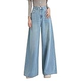 Stretch Jeans Damen - Damen-Jeans mit hoher Taille weitem Beinschnitt für modische in Neuer Spezialwaschung für stilvolle Eleganz komfortable Passform