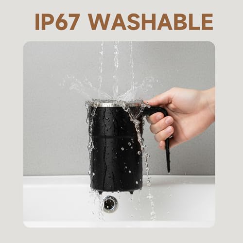 TENZY Self Stirring Mug, USB-C Rechargeable Coffee Cup with Magnetic Stirrer, LCD Touch Control, IP67 Waterproof, 12.8 oz for Coffee, Milk, Cocoa, Black — view 4